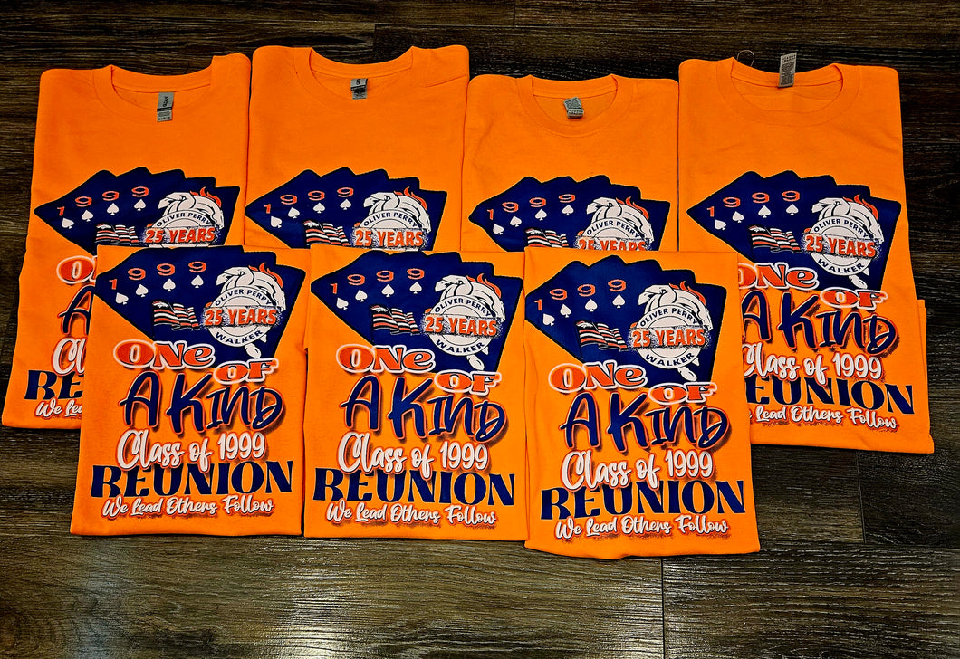 Class of 99 reunion shirts (orange)